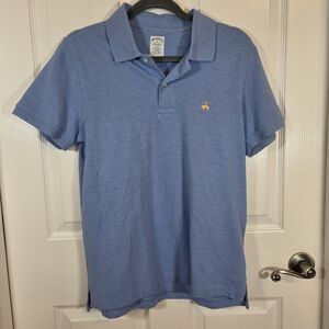 Brooks Brothers Mens MEDIUM  Slim Fit Blue SS Polo Shirt Supima Cotton/Spandex